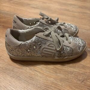 Justice Sport Girls Silver Sparkly Sneakers Size 2 Athletic Shoes